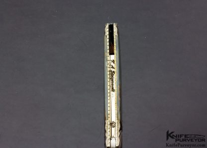 Ken Steigerwalt Custom Knife Blue Mammoth and Fluted Damascus Lockback - Image 6