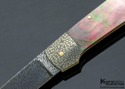 Ken Steigerwalt Custom Knife Mosaic Damascus Lockback with Tahitian Black Lip Pearl - Image 2
