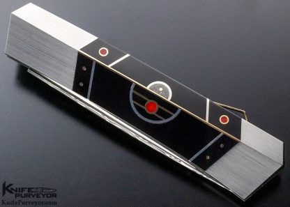 Ken Steigerwalt Custom Knife Black Pen Shell, Gold, Silver Dyed Bone and Meteorite "Black Sun" Lockback - Image 6