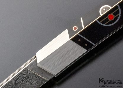 Ken Steigerwalt Custom Knife Black Pen Shell, Gold, Silver Dyed Bone and Meteorite "Black Sun" Lockback - Image 2