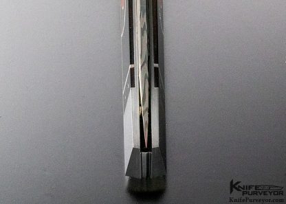 Ken Steigerwalt Custom Knife Black Pen Shell, Gold, Silver Dyed Bone and Meteorite "Black Sun" Lockback - Image 9