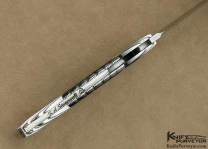 Ken Steigerwalt Custom Knife Fluted Black Lip Pearl and Carved Steel "Icarus Lockback" 12/2/11 - Image 6