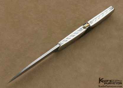 Ken Steigerwalt Custom Knife Fluted Black Lip Pearl and Carved Steel "Icarus Lockback" 12/2/11 - Image 3