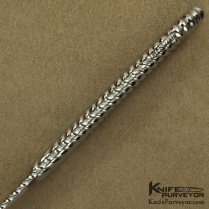 Ken Steigerwalt Custom Knife Blacklip Pearl Lockback with Fluted Titanium Frame and Robert Eggerling Damascus Blade - Image 4