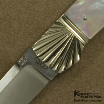 Ken Steigerwalt Custom Knife Mother of Pearl Tail Lock with Fluted Bolster - Image 2