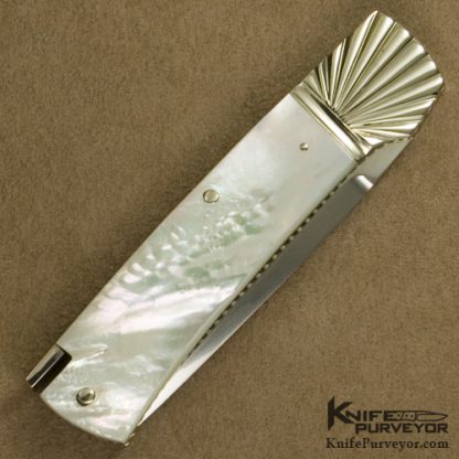 Ken Steigerwalt Custom Knife Mother of Pearl Tail Lock with Fluted Bolster - Image 3