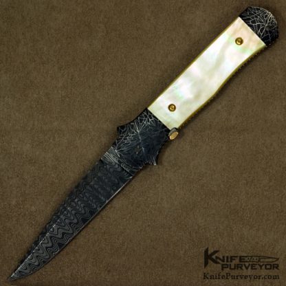 Ken Steigerwalt Custom Knife South Sea Goldlip Pearl and Damascus Automatic