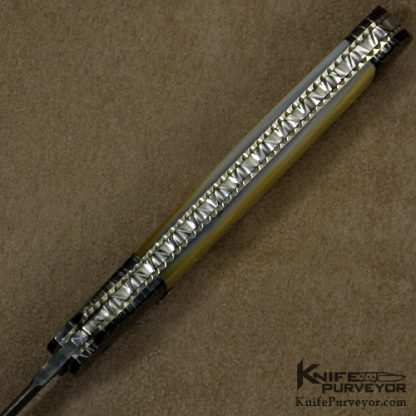 Ken Steigerwalt Custom Knife South Sea Goldlip Pearl and Damascus Automatic - Image 4