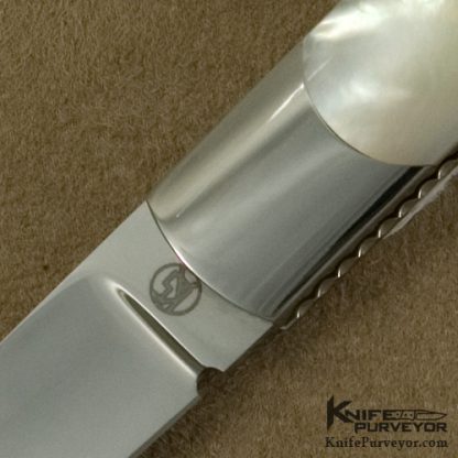 Ken Steigerwalt Custom Knife Mother of Pearl Lockback with Fluted Bolster - Image 2
