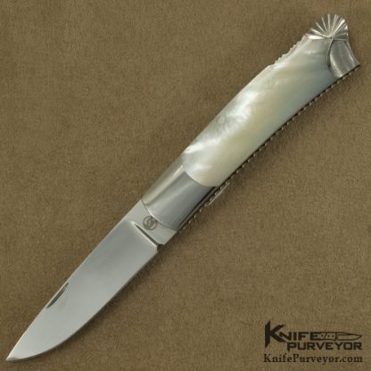 Ken Steigerwalt Custom Knife Mother of Pearl Lockback with Fluted Bolster