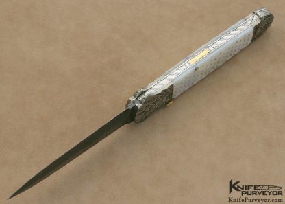 Ken Steigerwalt Custom Knives Piqued Mother of Pearl Shell & Damascus Automatic - Image 5