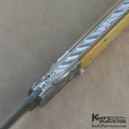 Kenny Steigerwalt Custom Knife Fluted Gold Lip Pearl & Damascus Auto - Image 4