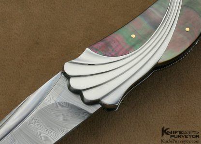 Ken Steigerwalt Custom Knife Black Lip Tahitian Pearl Shell "Wave" Lockback - Image 3