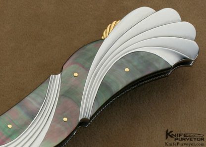 Ken Steigerwalt Custom Knife Black Lip Tahitian Pearl Shell "Wave" Lockback - Image 2