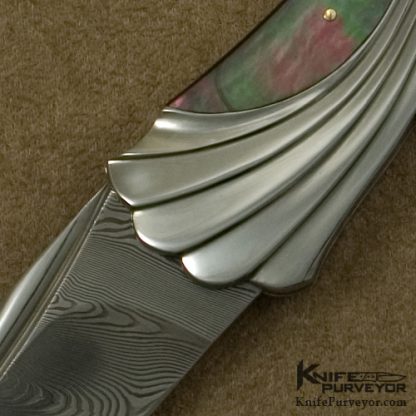 Ken Steigerwalt Custom Knife Blacklip Pearl and Gold "Wave" Lockback - Image 2