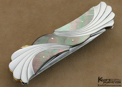Ken Steigerwalt Custom Knife Black Lip Tahitian Pearl Shell "Wave" Lockback - Image 4