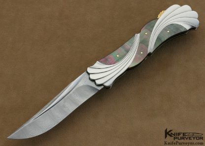Ken Steigerwalt Custom Knife Black Lip Tahitian Pearl Shell "Wave" Lockback