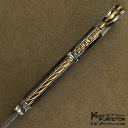 Ken Steigerwalt Custom Knife Blacklip Pearl and Gold "Wave" Lockback - Image 4