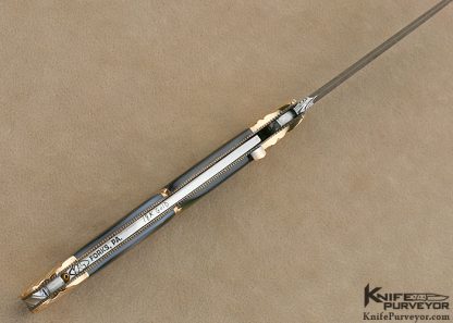 Ken Steigerwalt Custom Knife 18Kt Rose Gold, Black Lip Tahitian Pearl Shell & Robert Eggerling Damascus Automatic - Image 6
