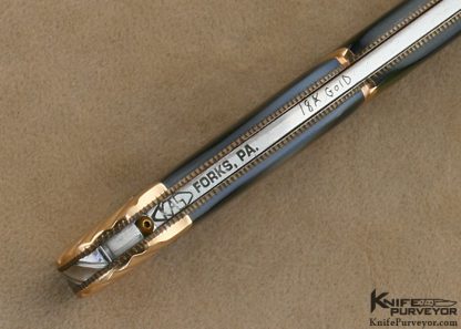 Ken Steigerwalt Custom Knife 18Kt Rose Gold, Black Lip Tahitian Pearl Shell & Robert Eggerling Damascus Automatic - Image 7