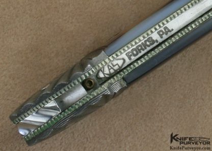 Ken Steigerwalt Custom Knife Black Lip Tahitian Pearl Shell Button Release Lockback - Image 9