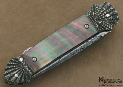 Ken Steigerwalt Custom Knife Black Lip Tahitian Pearl Shell Button Release Lockback - Image 3
