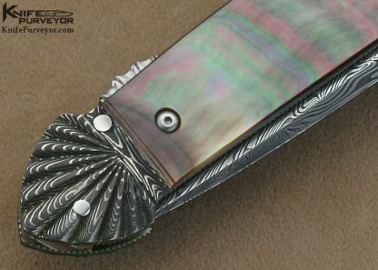 Ken Steigerwalt Custom Knife Black Lip Tahitian Pearl Shell Button Release Lockback - Image 5