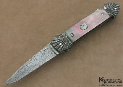 Ken Steigerwalt Custom Knife Black Lip Tahitian Pearl Shell Button Release Lockback