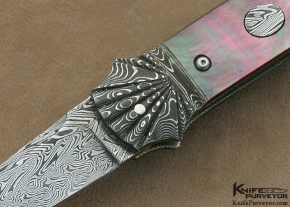 Ken Steigerwalt Custom Knife Black Lip Tahitian Pearl Shell Button Release Lockback - Image 2