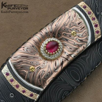 Kenneth King Custom Knives Sole Authorship Damascus & Mokume Jeweled Art Folder - Image 5