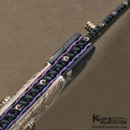 Kenneth King Custom Knives Sole Authorship Damascus & Mokume Jeweled Art Folder - Image 8