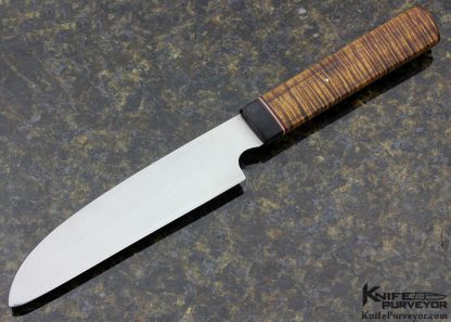 Kevin Cross Custom Knife Long Wharncliff with African Blackwood with Red White Spacers and Stabilized Koa