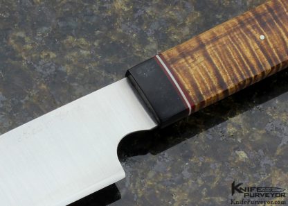 Kevin Cross Custom Knife Long Wharncliff with African Blackwood with Red White Spacers and Stabilized Koa - Image 2