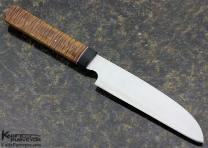 Kevin Cross Custom Knife Long Wharncliff with African Blackwood with Red White Spacers and Stabilized Koa - Image 3