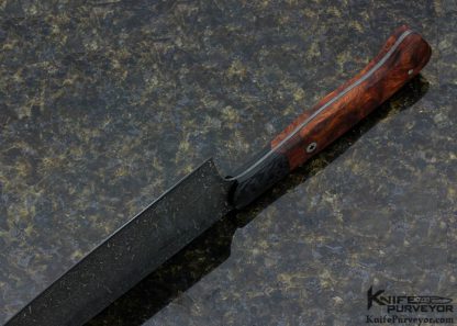 Kevin Cross Custom Knife "Chef" Rob Thomas Stainless Damascus, Carbon Fiber and Desert Ironwood with Mosaic Pin - Image 5