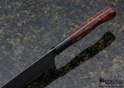 Kevin Cross Custom Knife "Chef" Rob Thomas Stainless Damascus, Carbon Fiber and Desert Ironwood with Mosaic Pin - Image 4