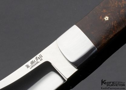 Ken McFall Custom Knife Drop Point Hunter with Mosaic Pins and Desert Ironwood Scales - Image 2