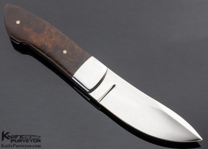 Ken McFall Custom Knife Drop Point Hunter with Mosaic Pins and Desert Ironwood Scales - Image 3