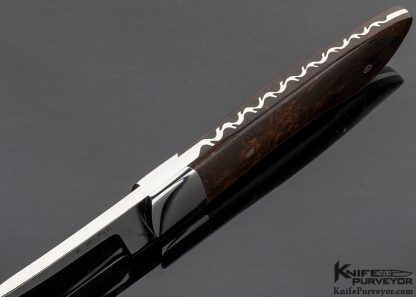 Ken McFall Custom Knife Drop Point Hunter with Mosaic Pins and Desert Ironwood Scales - Image 5