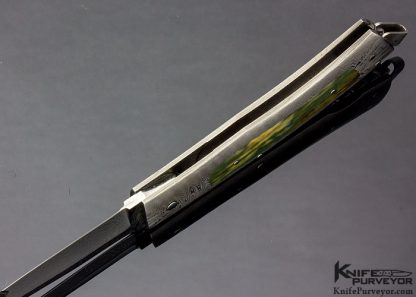 Kay Embretsen Custom Knife Sole Authorship Explosion Damascus and Mammoth Interframe Lockback - Image 4