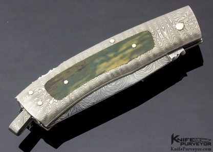 Kay Embretsen Custom Knife Sole Authorship Explosion Damascus and Mammoth Interframe Lockback - Image 3