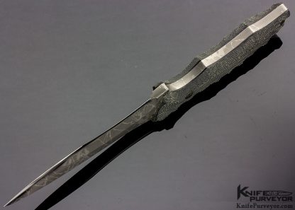 Kiku Matsuda Custom Knife Backup with Acid Etched Blade and Carved Micarta Handle and Kydex Sheath - Image 4