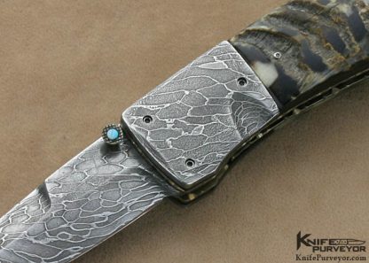 Bill King Custom Knife Himalayan Sheep Horn & Cable Damascus Linerlock - Image 2