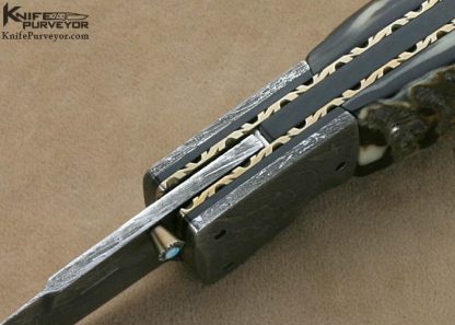 Bill King Custom Knife Himalayan Sheep Horn & Cable Damascus Linerlock - Image 5