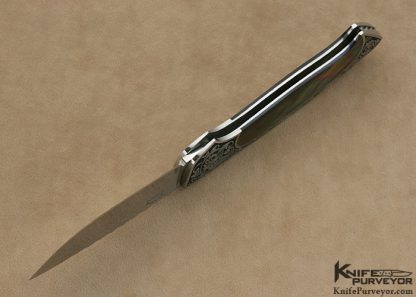 Joe Kious Black Lip Tahitian Pearl Shell Semi Interframe Lockback Engraved by Lisa Tomlin - Image 5