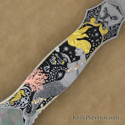 Joe Kious Custom Knife Engraved by C.J. Cai - Image 2