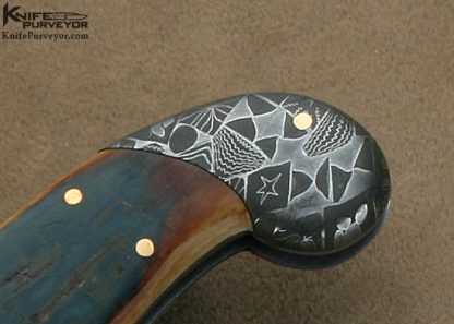 Joe Kious Custom Knives Robert Eggerling Mosaic Damascus Lockback Automatic - Image 3