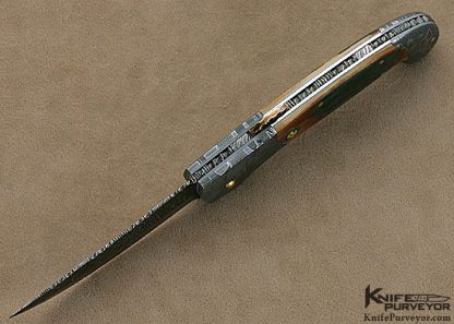 Joe Kious Custom Knives Robert Eggerling Mosaic Damascus Lockback Automatic - Image 5