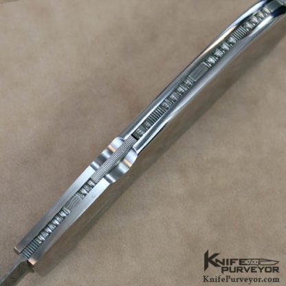 Joe Kious Custom Knife Damascus and Steel Pocket Locket Automatic Lockback - Image 4
