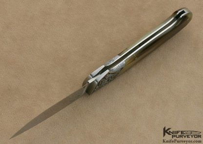 Joe Kious Custom Knife W Tomita Engraved Kudu Horn Lockback - Image 6